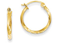 FJC Finejewelers 14k Yellow Gold Satin Bright Cut Hollow Twisted Hoop Earrings