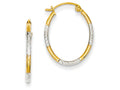 FJC Finejewelers 14k Yellow Gold and Rhodium Bright Cut Oval Hoop Earrings