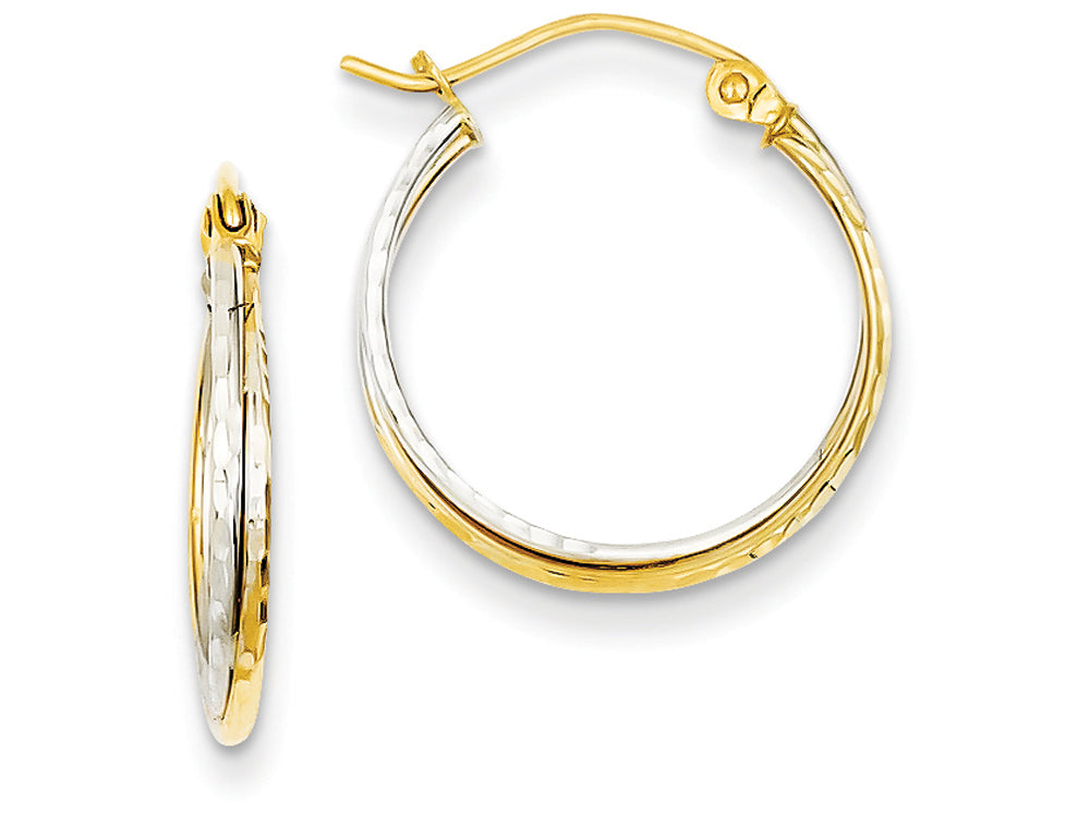 FJC Finejewelers 14k Yellow And White Gold Bright Cut Twisted Hoop Earrings