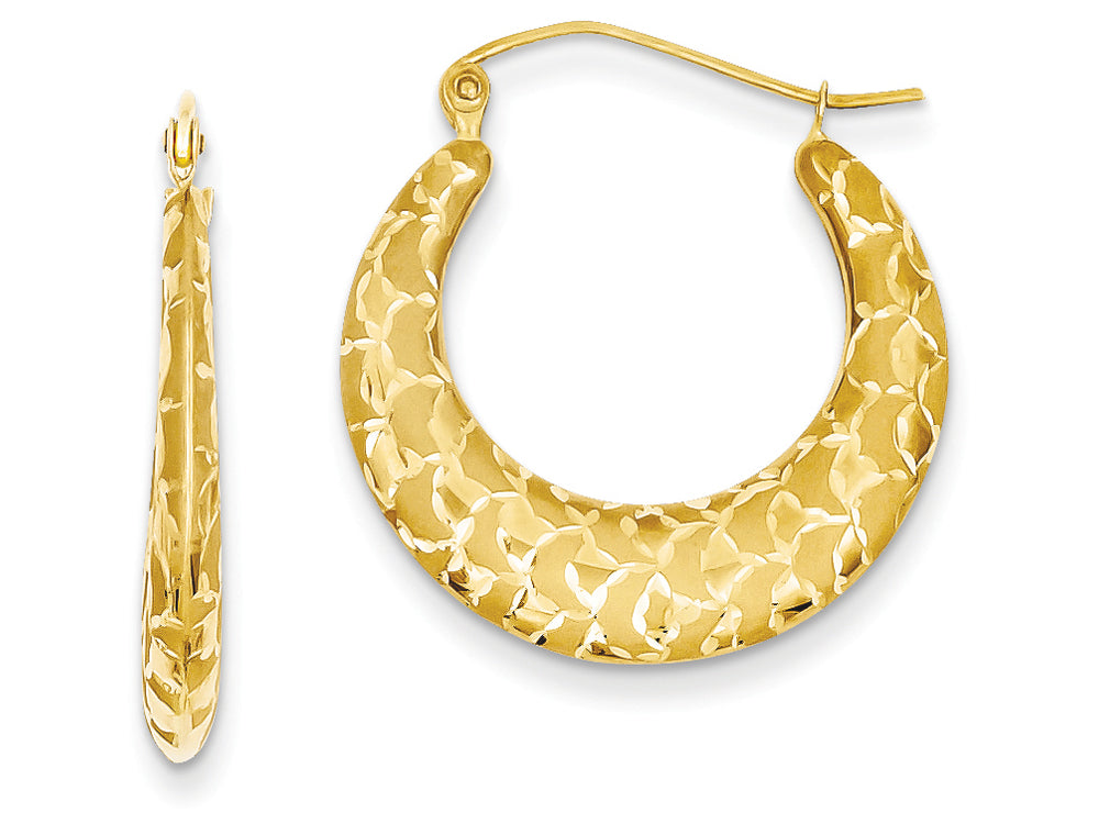 FJC Finejewelers 14k Yellow Gold Laser Cut Patterned Hoop Earrings