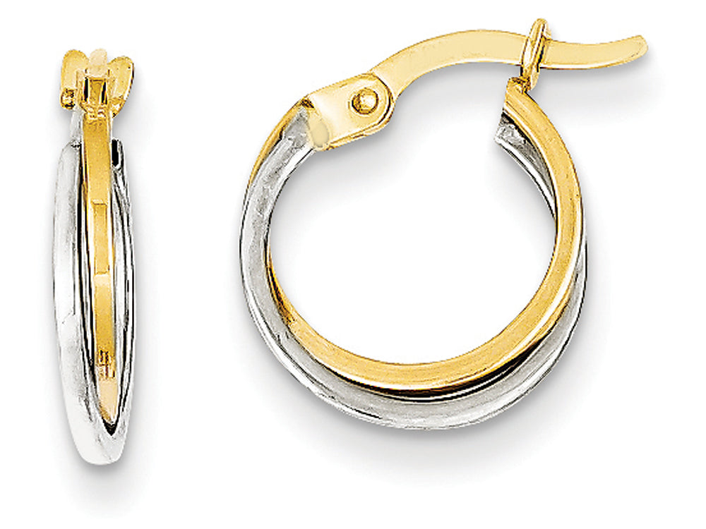 FJC Finejewelers 14 kt Two Tone Gold Polished Hollow Hoop Earrings