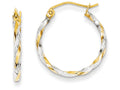 FJC Finejewelers 14k Yellow Gold and Rhodium Hollow Twisted Hoop Earrings