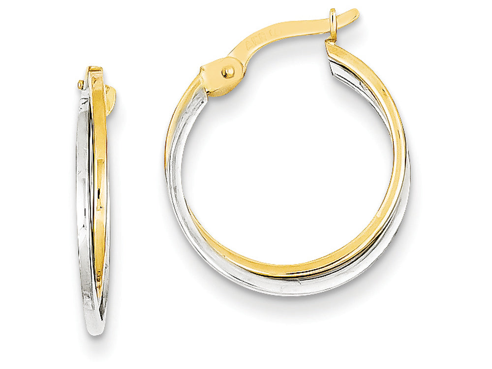 FJC Finejewelers 14 kt Two Tone Gold Polished Hollow Hoop Earrings