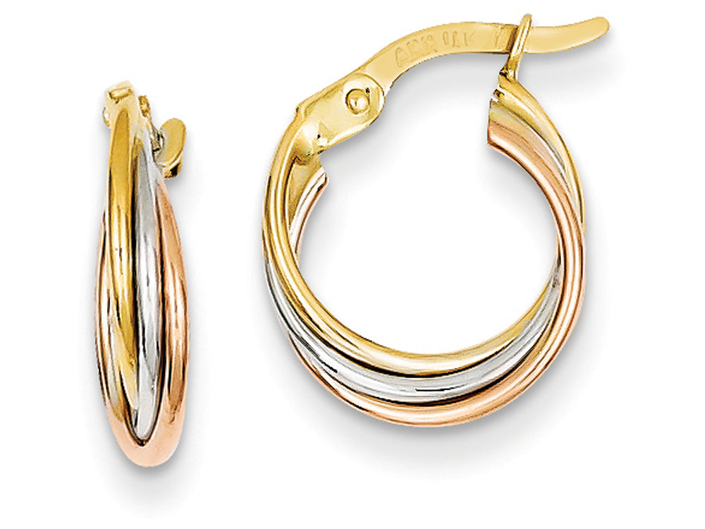 FJC Finejewelers 14 kt Tri Color Gold Twisted Hoop Earrings