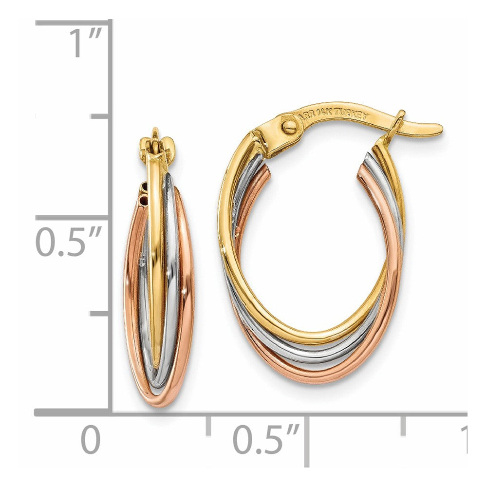 FJC Finejewelers 14k Tri-color Twisted Hoop Earrings