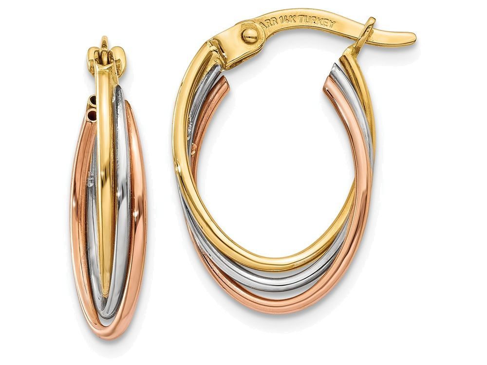 FJC Finejewelers 14k Tri-color Twisted Hoop Earrings