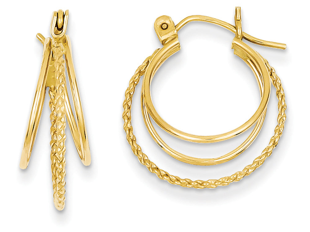 FJC Finejewelers 14k Yellow Gold Polished And Textured Circle Hoop Earrings