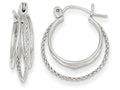 FJC Finejewelers 14k White Gold Polished And Textured Circle Hoop Earrings