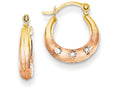 FJC Finejewelers 14k Yellow Gold with White And Rose Rhodium Flower Hoop Earrings