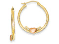 FJC Finejewelers 14 kt Two Tone Gold and Rose Rhodium Heart Bright Cut Hoop Earrings