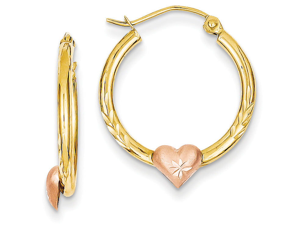 FJC Finejewelers 14k Yellow and Rose Gold Heart Hoop Earrings