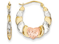 FJC Finejewelers 14k Yellow Gold with White And Rose Rhodium Scalloped Heart Hoop Earrings