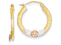 FJC Finejewelers 14k Yellow and Rose Gold W/ Rhodium Bright Cut Flower Hoop Earrings