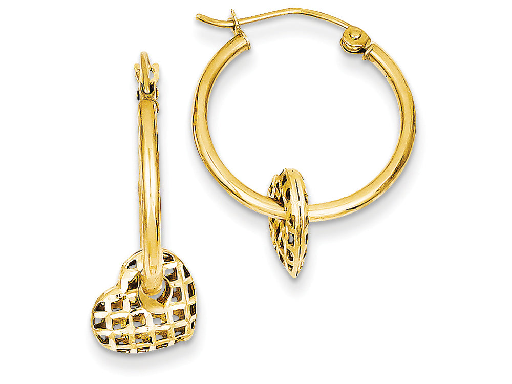 FJC Finejewelers 14k Yellow Gold Moveable Heart Hoop Earrings