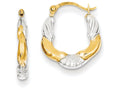 FJC Finejewelers 14k Yellow Gold and Rhodium Hollow Scalloped Hoop Earrings