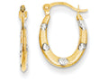 FJC Finejewelers 14k Yellow Gold Rhodium Textured Hollow Oval W/ Hearts Hoop Earrings