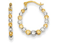FJC Finejewelers 14k Yellow Gold and Rhodium Beaded Hoop Earrings