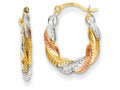 FJC Finejewelers 14k Yellow Gold with White And Rose Rhodium Hollow Scalloped Hoop Earrings