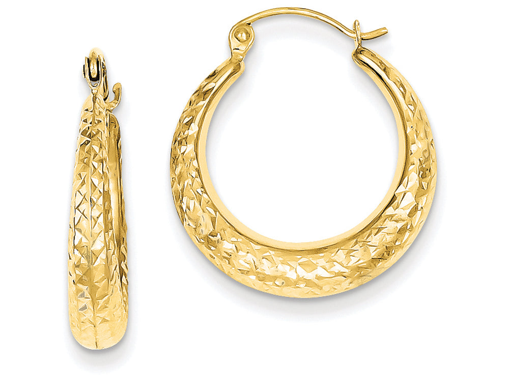 FJC Finejewelers 14k Yellow Gold Bright Cut Hollow Hoop Earrings