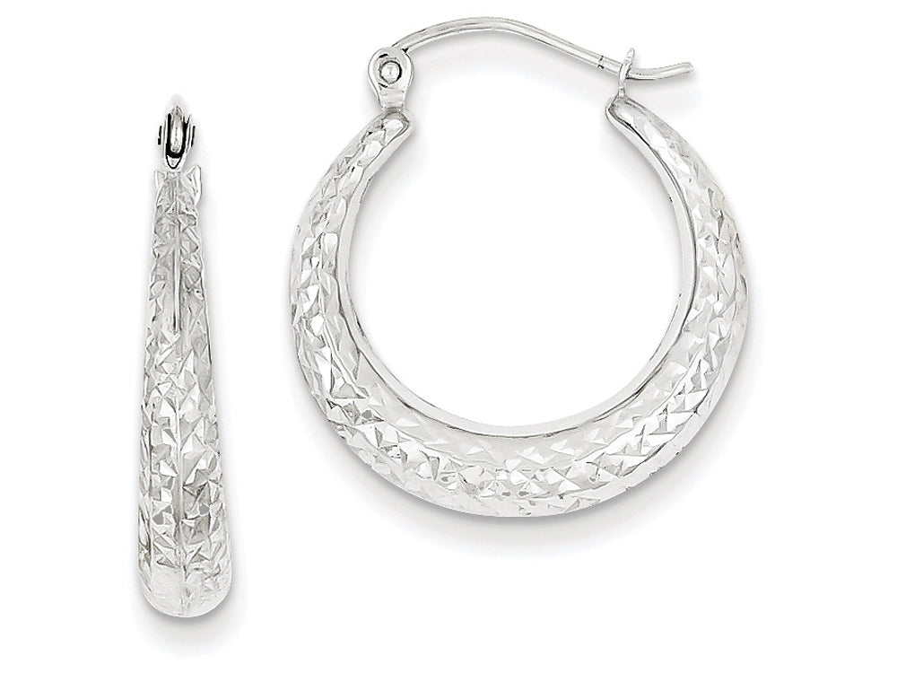 FJC Finejewelers 14k White Gold Bright Cut Hollow Hoop Earrings