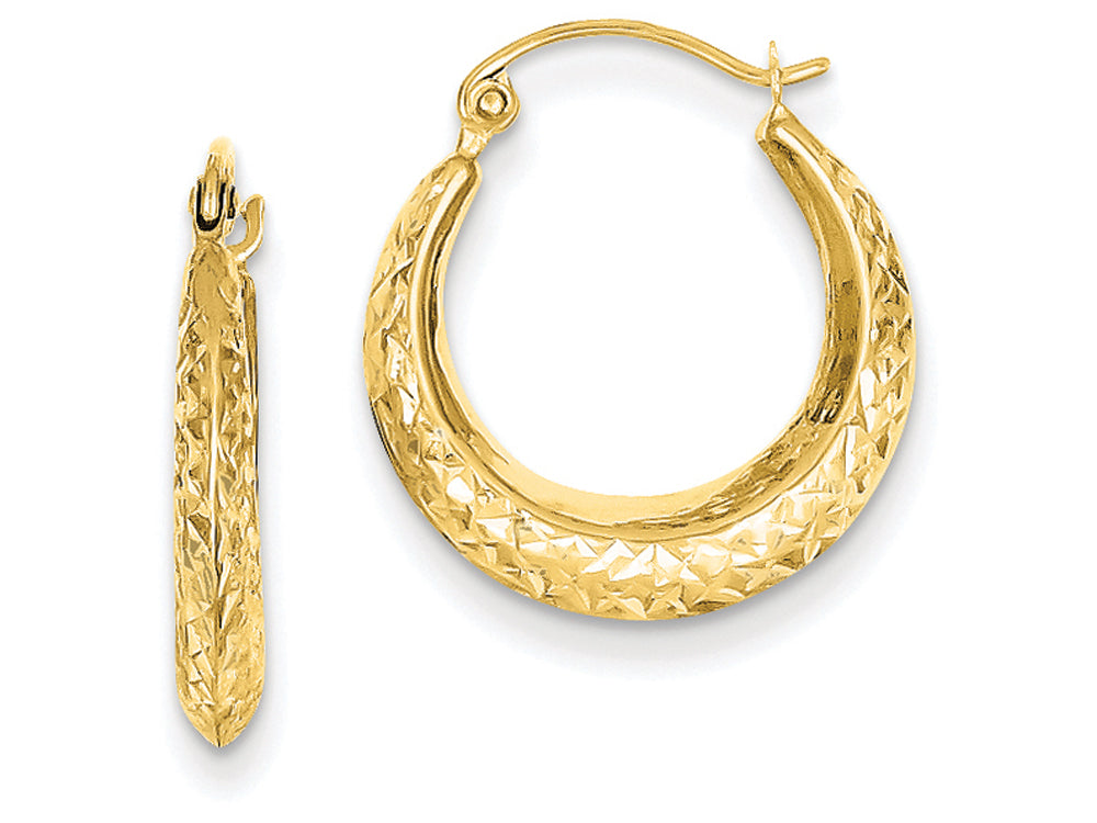 FJC Finejewelers 14k Yellow Gold Textured Hollow Hoop Earrings