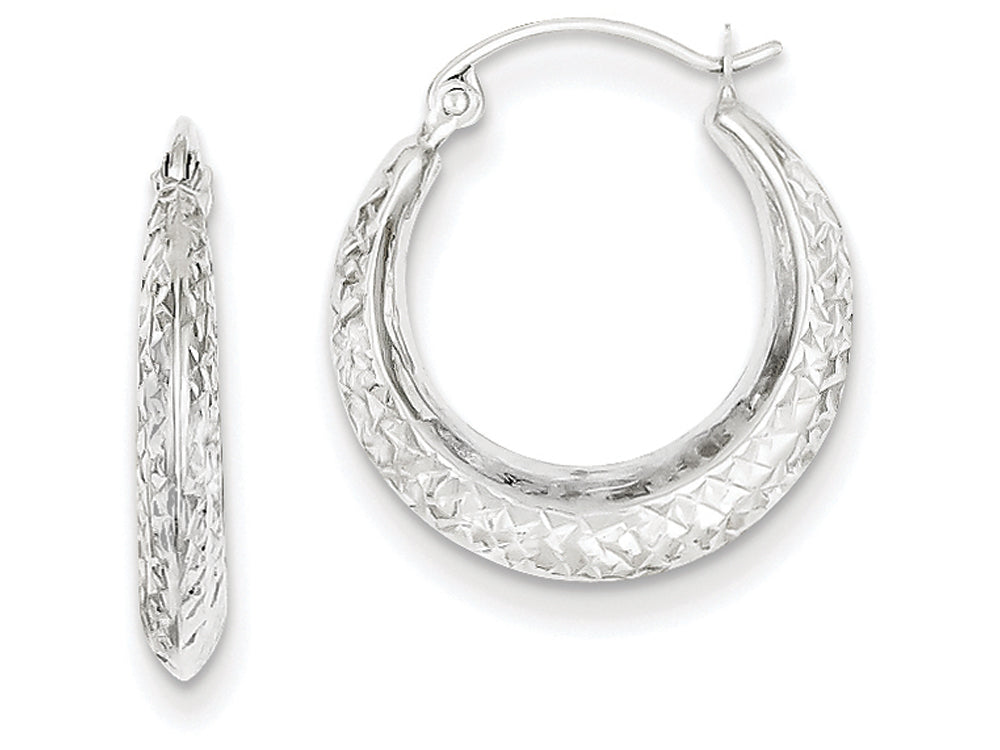 FJC Finejewelers 14k White Gold Textured Hollow Hoop Earrings