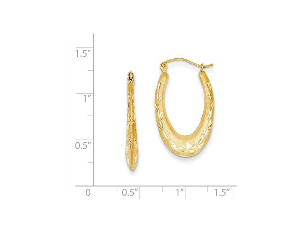 FJC Finejewelers 14k Yellow Gold Satin Bright Cut Hollow Hoop Earrings