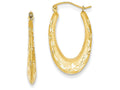 FJC Finejewelers 14k Yellow Gold Satin Bright Cut Hollow Hoop Earrings