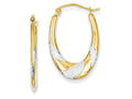 FJC Finejewelers 14k Yellow Gold and Rhodium Hollow Oval Hoop Earrings