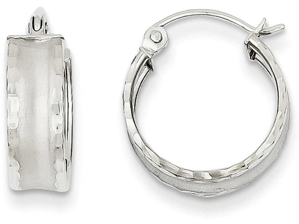 FJC Finejewelers 14k White Gold Bright Cut Satin Hoop Earrings