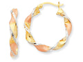 FJC Finejewelers 14 kt Tri Color Gold and Rhodium Twisted Hoop Earrings