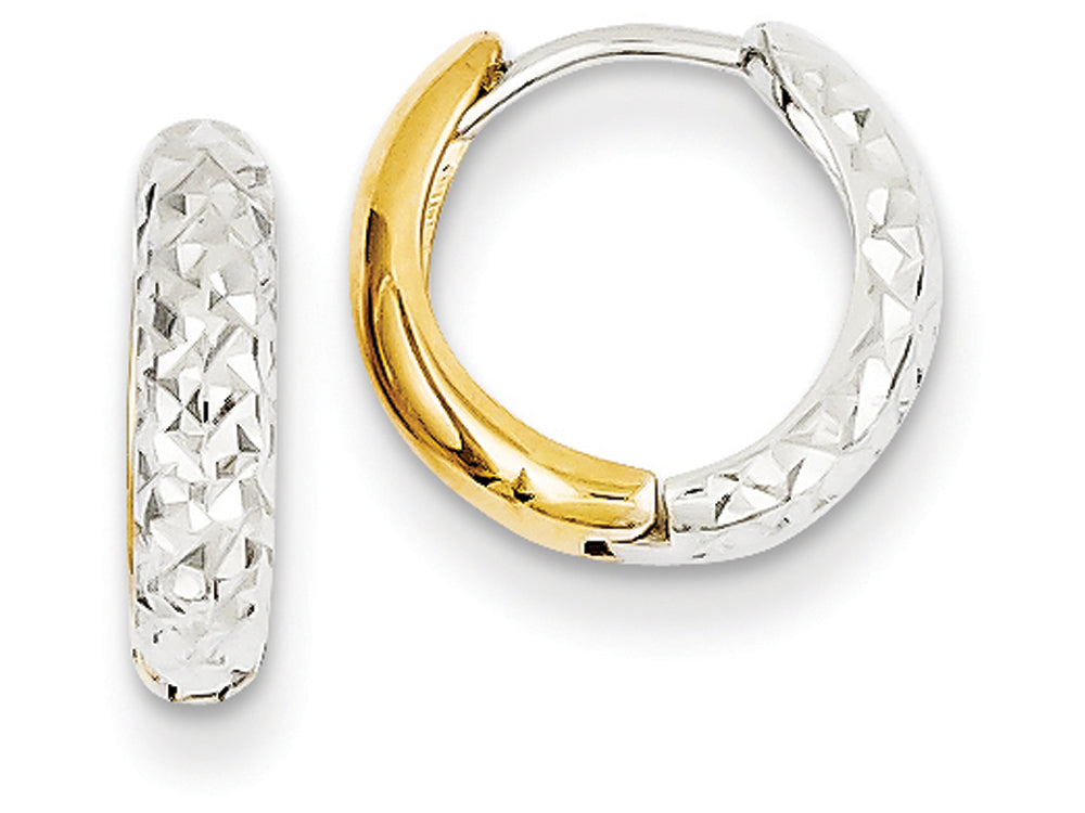 FJC Finejewelers 14 kt Two Tone Gold Bright-cut Hoop Earrings
