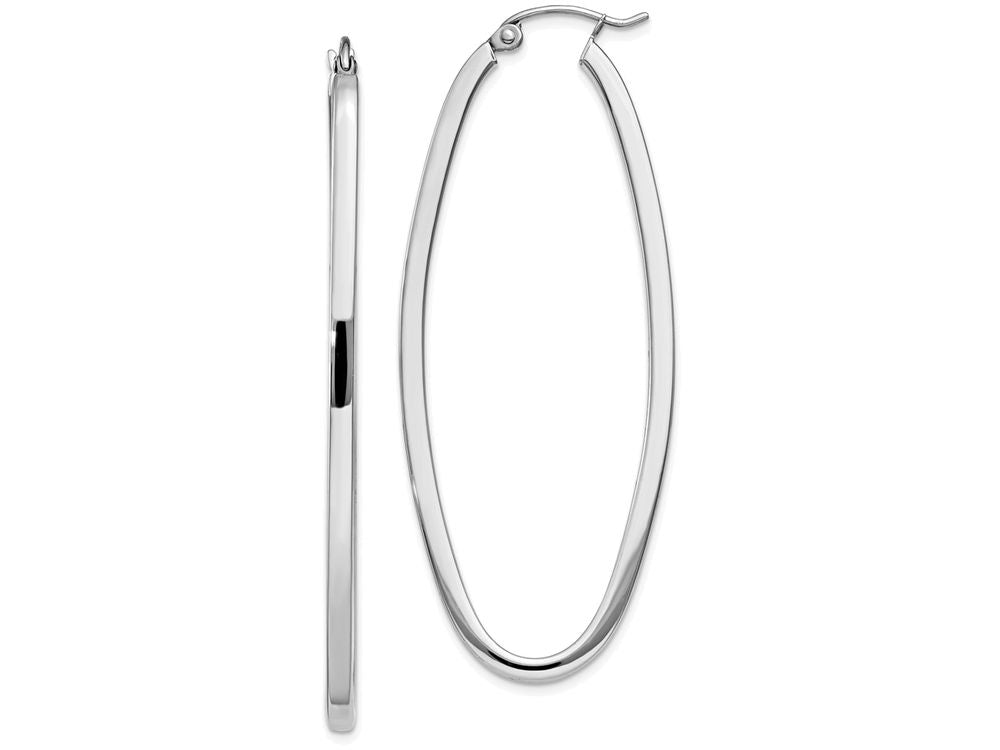 FJC Finejewelers 14k White Gold Large Oval Hoop Earrings