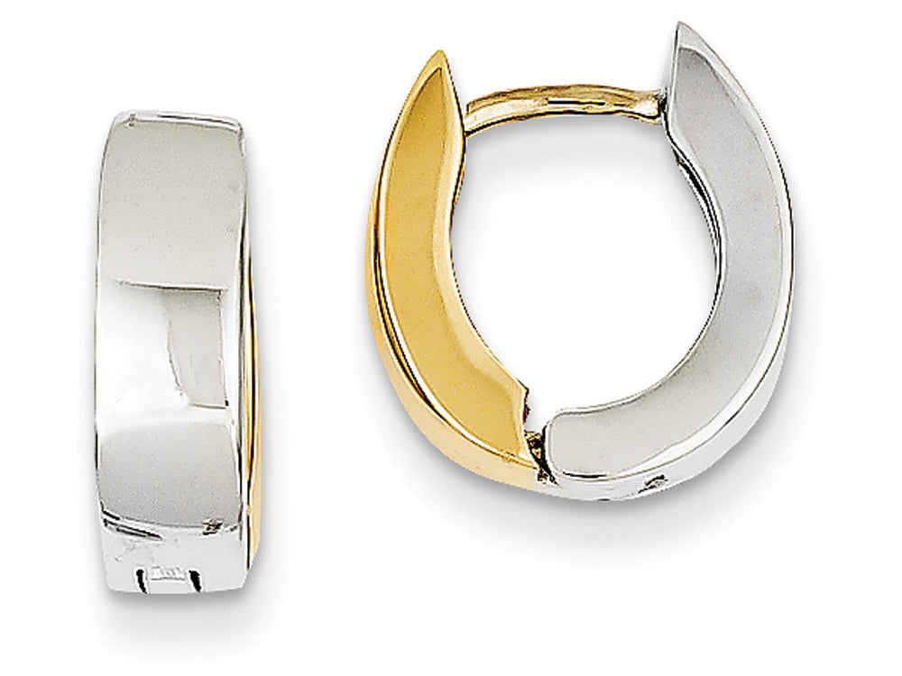 FJC Finejewelers 14 kt Two Tone Gold Polished Hinged Hoop Earrings
