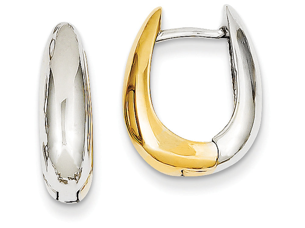 FJC Finejewelers 14 kt Two Tone Gold U Shaped Hinged Hoop Earrings