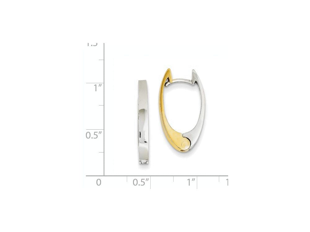 FJC Finejewelers 14 kt Two Tone Gold V Shaped Hinged Hoop Earrings