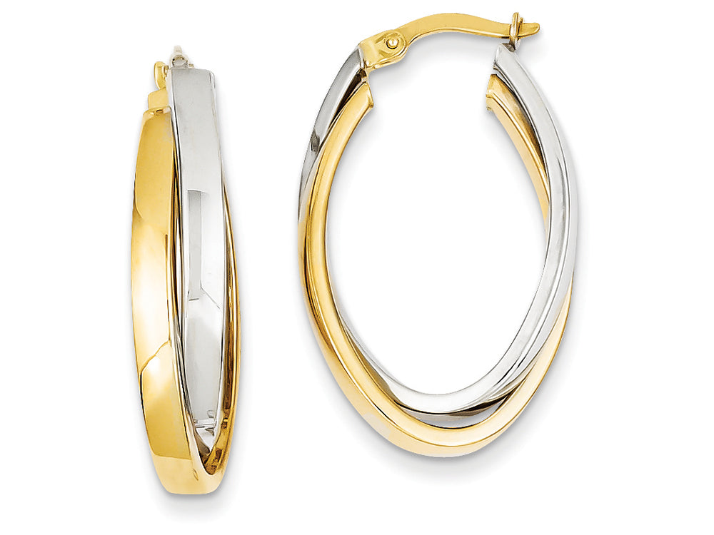 FJC Finejewelers 14 kt Two Tone Gold Oval Hoop Earrings