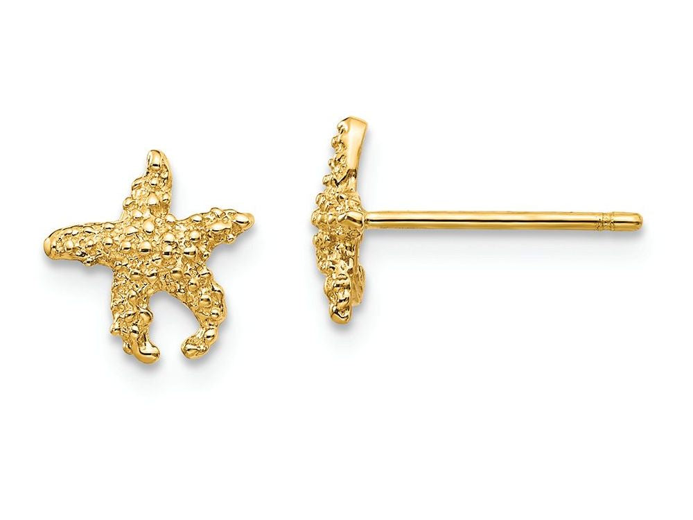 FJC Finejewelers 14k Yellow Gold Polished Textured Starfish Post Earrings