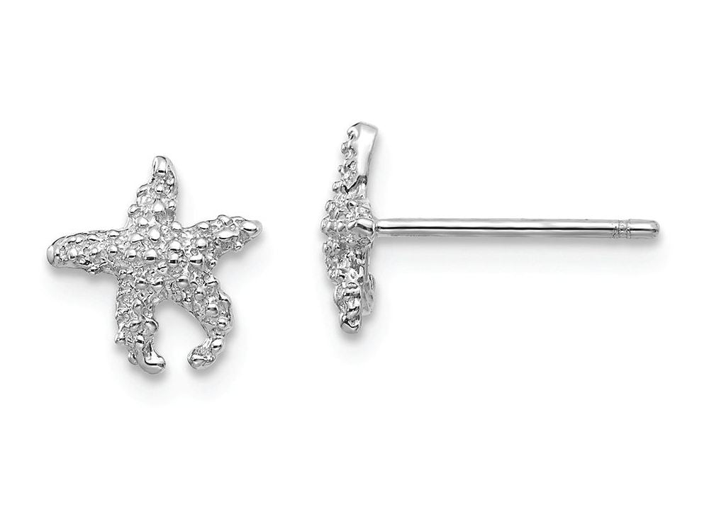 FJC Finejewelers 14k White Gold Polished Textured Starfish Post Earrings