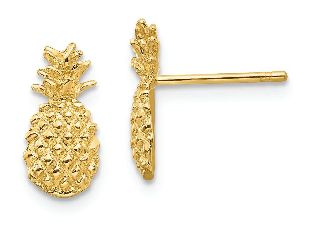 FJC Finejewelers 14k Yellow Gold Polished Textured Pineapple Post Earrings