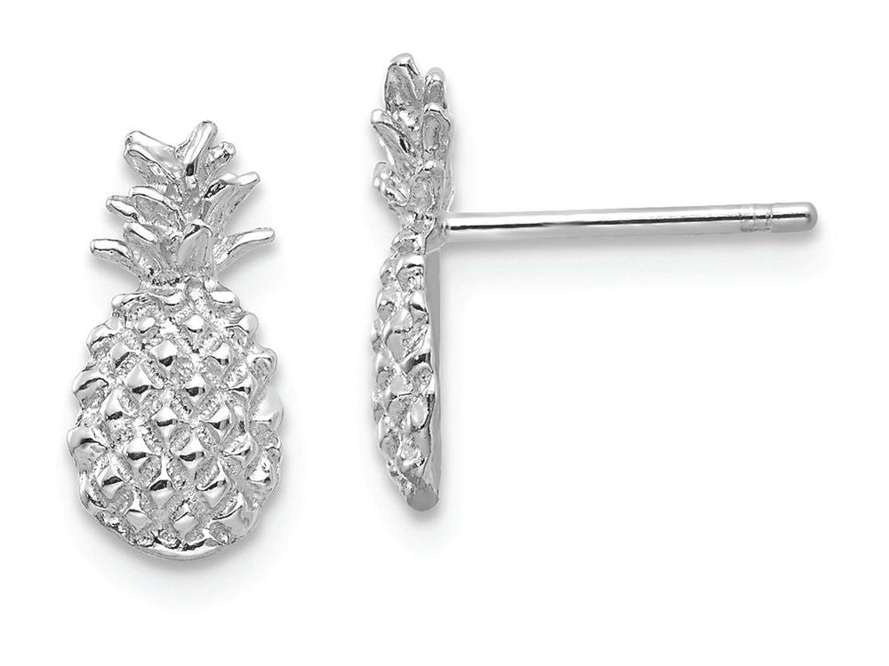 FJC Finejewelers 14k White Gold Polished Textured Pineapple Post Earrings