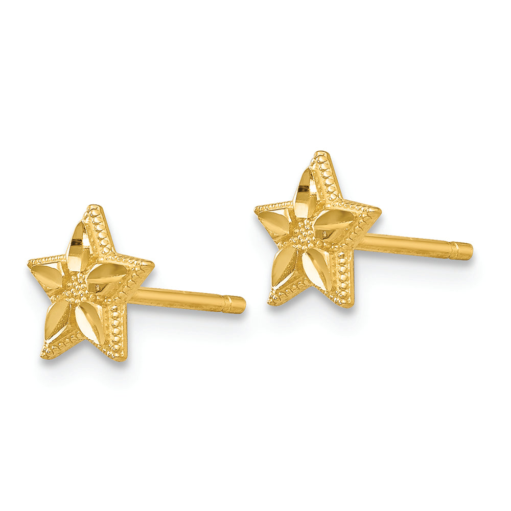 FJC Finejewelers 14k Yellow Gold Polished Bright Cut Starfish Post Earrings