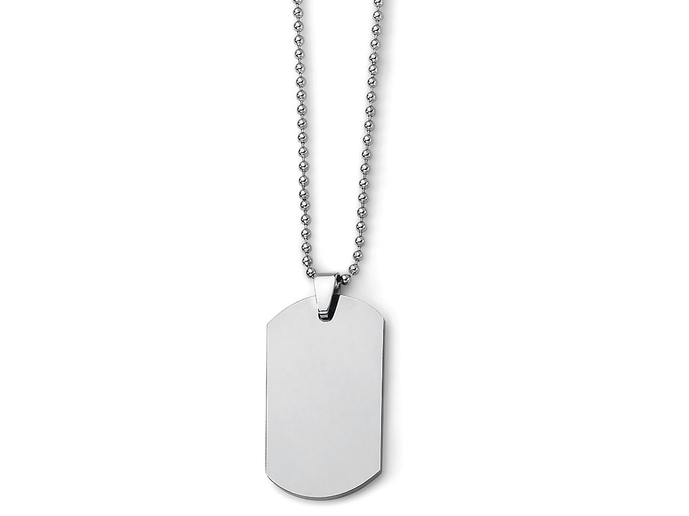 Chisel Tungsten Polished Dog Tag Necklace - 22 inches