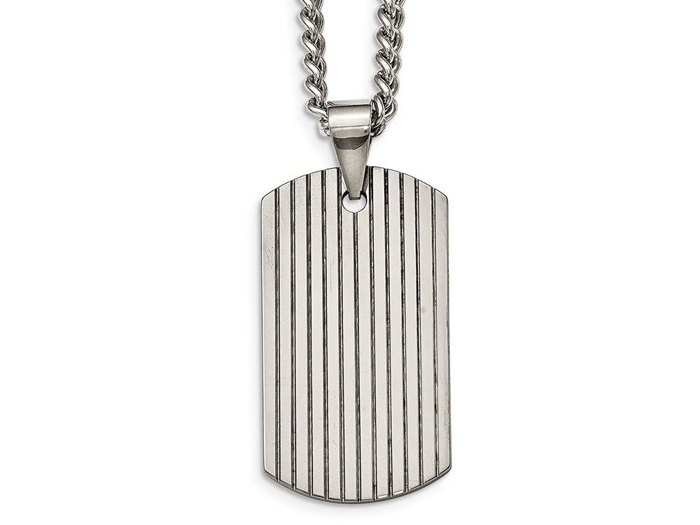 Chisel Tungsten Polished Dog Tag Necklace