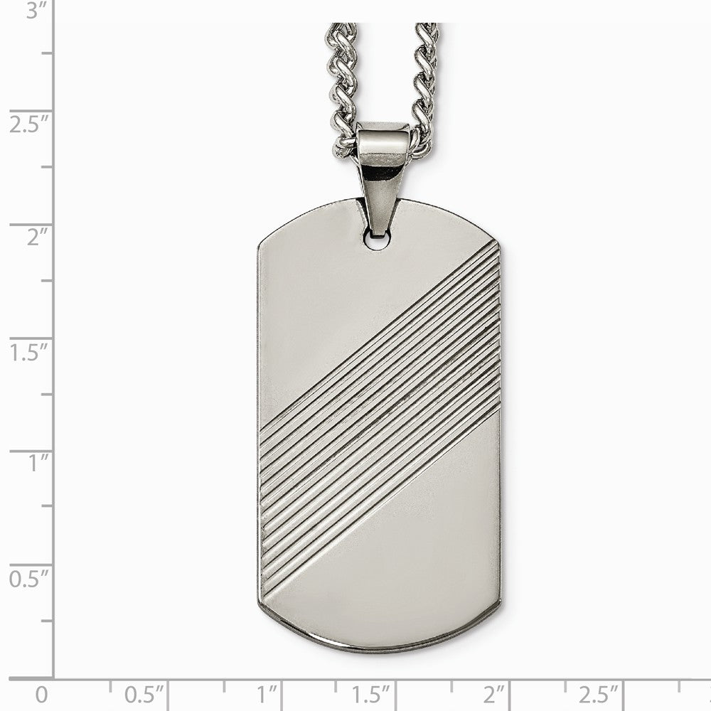 Chisel Tungsten Textured and Polished Dog Tag Necklace