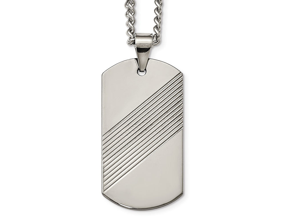 Chisel Tungsten Textured and Polished Dog Tag Necklace