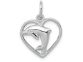 FJC Finejewelers 14k White Gold Dolphin In Heart Charm