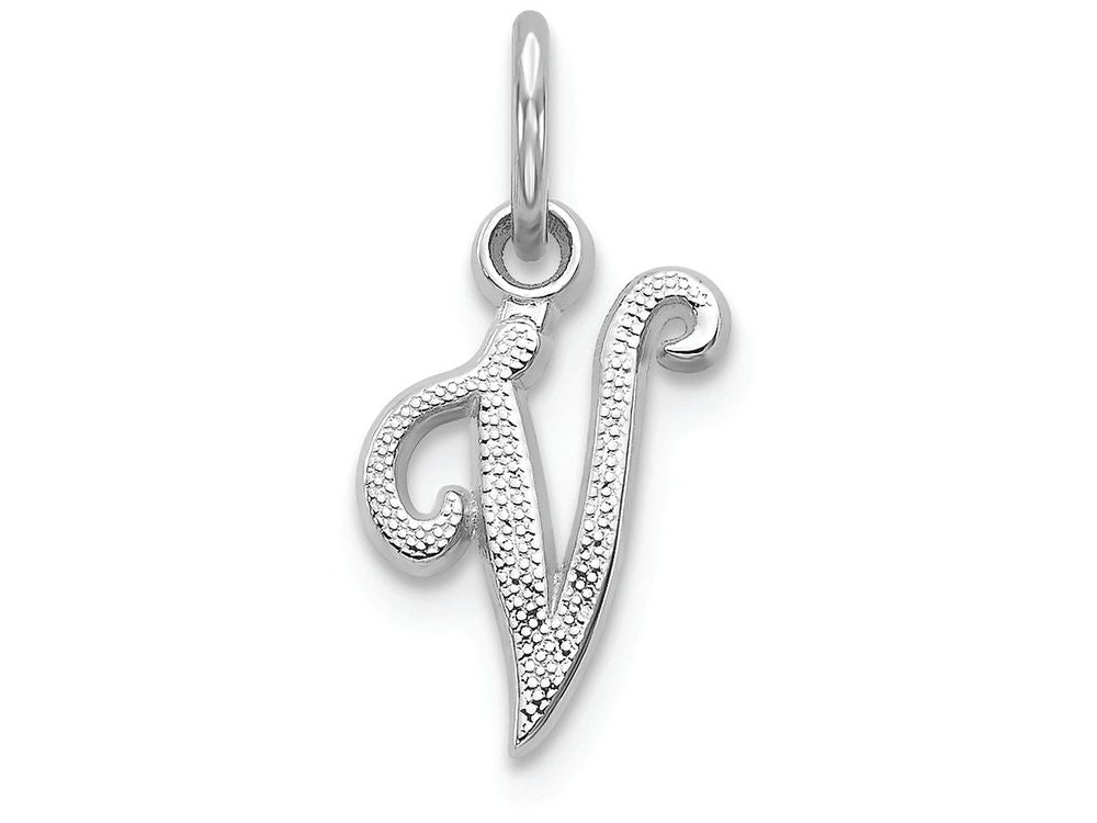 FJC Finejewelers 14k White Gold Casted Initial V Charm