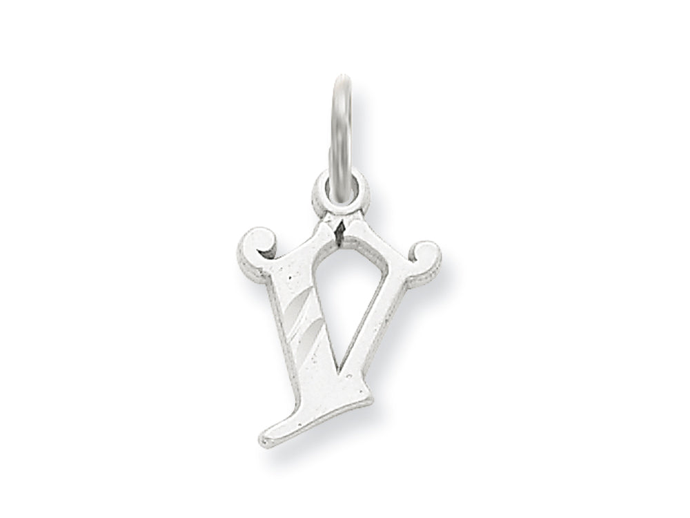 FJC Finejewelers 14k White Gold Bright-cut Initial V Charm