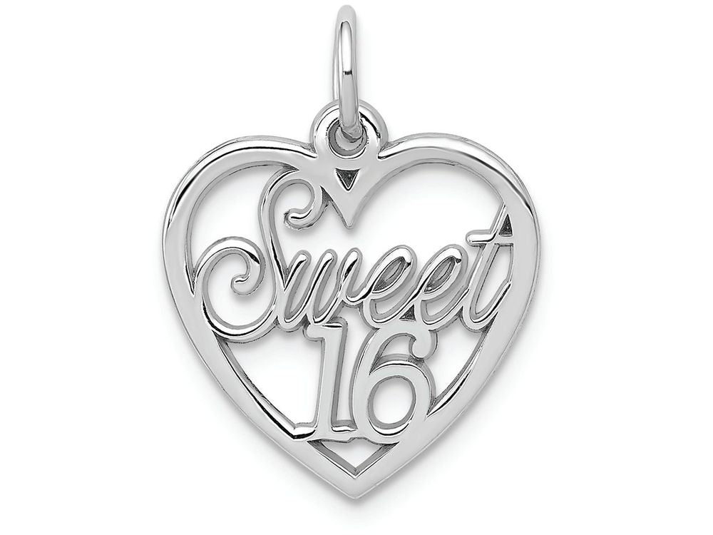 FJC Finejewelers 14k White Gold Sweet 16 Heart Charm